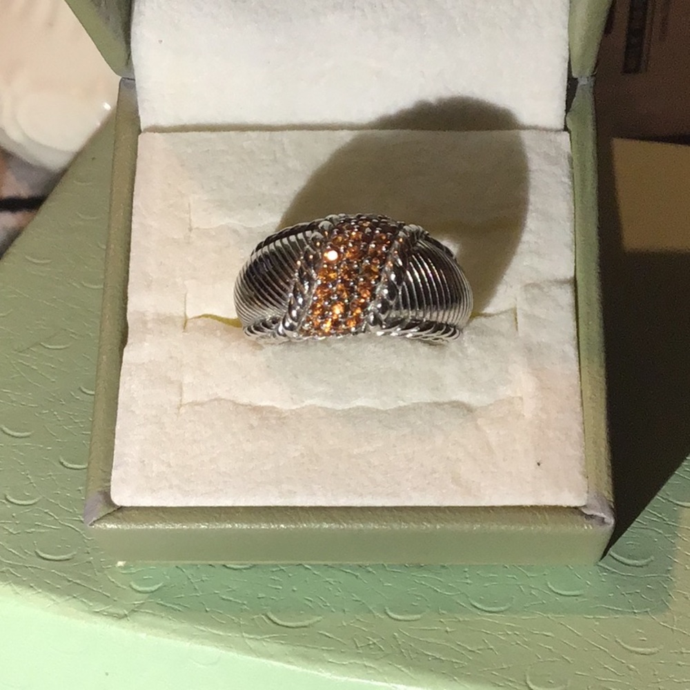 JUDITH RIPKA ORANGE SAPPHIRES DOME RING